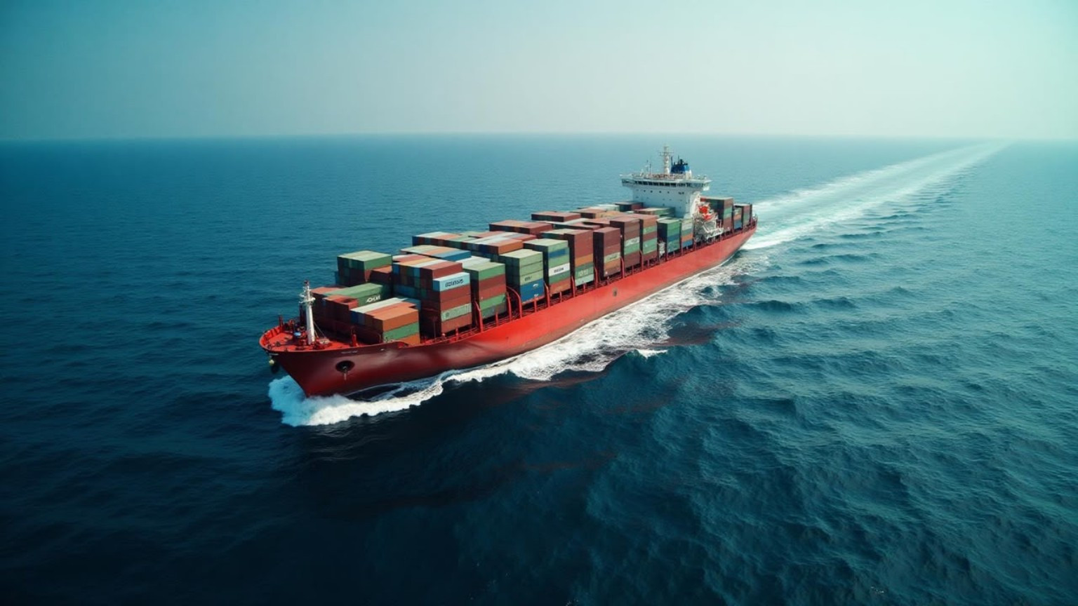 Container vessel carrying cargo across the sea