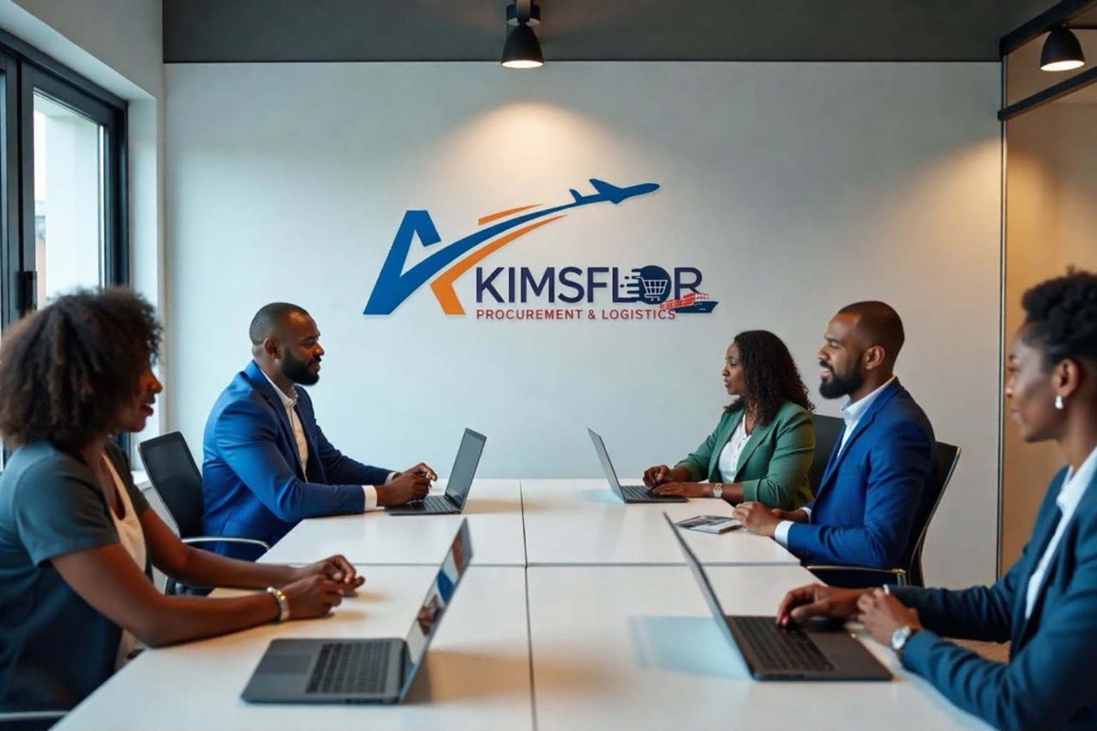 Business meeting in an AKIMSFLOR branded office